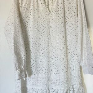 White Eyelet Long Sleeve Blouse